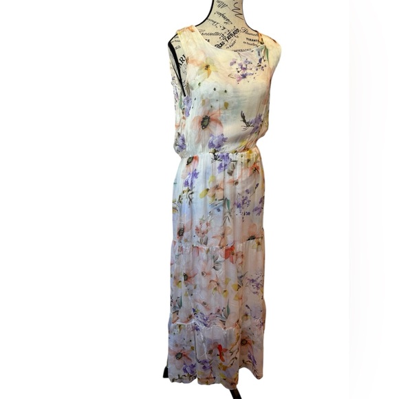 LARA G. Silk Blend Floral Maxi Dress Made in Italy | Size M - Picture 1 of 10